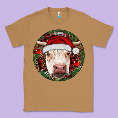 Hereford Cow Christmas Classic Tee Designed By Ranaportraitstore