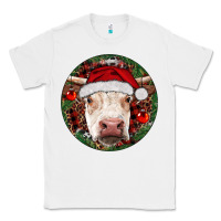 White Hereford Cow Christmas Classic Tee - RanaPortraitStore