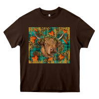 Chocolate Brown Western Fall Cow Heavy Core Tee - RanaPortraitStore