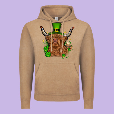 St. Patrick's Day Cow Vintage Hoodie Designed By Oliviacreatesart