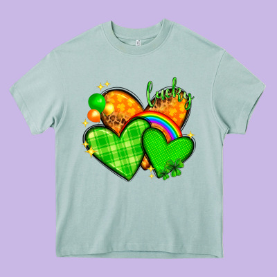 St Patricks Day Hearts Png Heavy Core Tee Designed By Nancycooperartshop