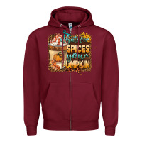 Burgundy whatever spıces your pumpkin Zipper Hoodie - BarkalooDesign