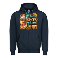 Navy whatever spıces your pumpkin Zipper Hoodie - BarkalooDesign