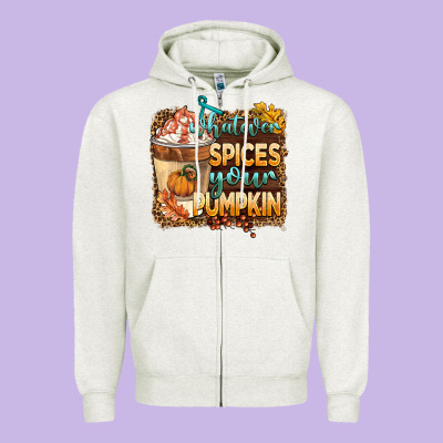 Whatever Spıces Your Pumpkin Zipper Hoodie Designed By Barkaloodesign