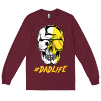 Burgundy Dad life Sugar Skull for Soccer Softball Halloween Costume Long Sleeve Tee - maiPhamDesign