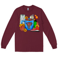 Burgundy Basketball Coffee cup Long Sleeve Tee - FaDigitalArtStudio