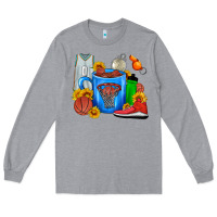 Heather Grey Basketball Coffee cup Long Sleeve Tee - FaDigitalArtStudio