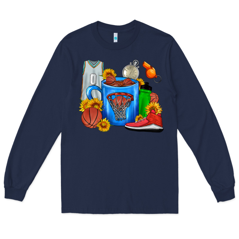 Basketball Coffee Cup Long Sleeve Tee by FaDigitalArtStudio | Teevron
