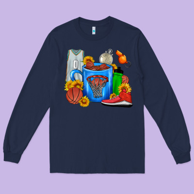Basketball Coffee Cup Long Sleeve Tee Designed By Fadigitalartstudio