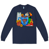 Navy Basketball Coffee cup Long Sleeve Tee - FaDigitalArtStudio