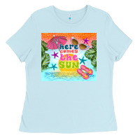 Baby Blue here comes the sun Ladies Tee - TumblerDesignByShophia