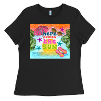 Black here comes the sun Ladies Tee - TumblerDesignByShophia