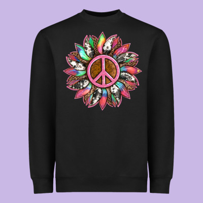 Sunflower And Tie Dye With Peace Sign Heavyweight Sweatshirt Designed By Artiststas
