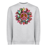 Heather Grey sunflower and tie dye with peace sign Heavyweight Sweatshirt - Artiststas
