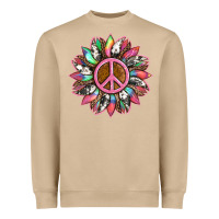 Mushroom sunflower and tie dye with peace sign Heavyweight Sweatshirt - Artiststas