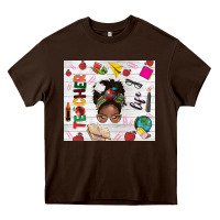 Chocolate Brown afro teacher life Heavy Core Tee - NancyCooperArtShop
