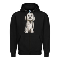 Black bichon frise dog Zipper Hoodie - BarkalooDesign