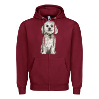 Burgundy bichon frise dog Zipper Hoodie - BarkalooDesign