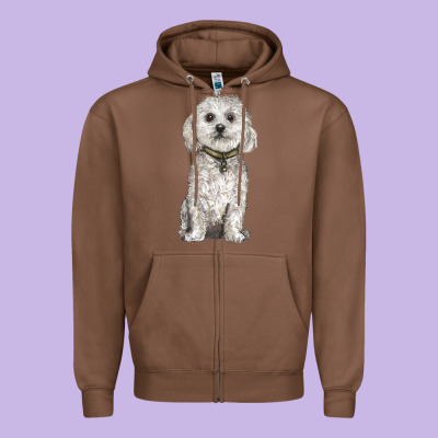 Bichon Frise Dog Zipper Hoodie Designed By Barkaloodesign