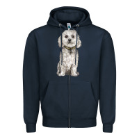 Navy bichon frise dog Zipper Hoodie - BarkalooDesign