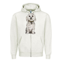 Oatmeal Heather bichon frise dog Zipper Hoodie - BarkalooDesign