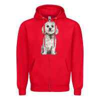 Red bichon frise dog Zipper Hoodie - BarkalooDesign