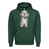 Sports Green bichon frise dog Zipper Hoodie - BarkalooDesign