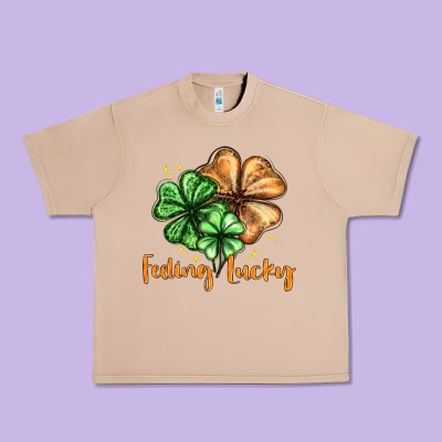 Feeling Lucky With Clover Urban Heavy Tee Designed By Howdyjamesfarm