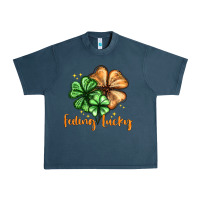 Midnight Navy Feeling lucky with clover Urban Heavy Tee - HowdyJamesFarm