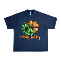Navy Feeling lucky with clover Urban Heavy Tee - HowdyJamesFarm