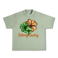 Oil Green Feeling lucky with clover Urban Heavy Tee - HowdyJamesFarm