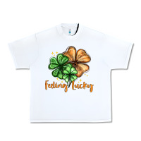 White Feeling lucky with clover Urban Heavy Tee - HowdyJamesFarm