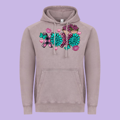 Xoxo Valentine's Day Turquoise Gemstone Vintage Hoodie Designed By Fadigitalartstudio
