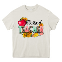 Cream blessed teacher Heavy Core Tee - NancyCooperArtShop
