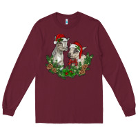Burgundy christmas baby goats Long Sleeve Tee - RanaPortraitStore