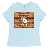 Baby Blue husband daddy gamer hero Ladies Tee - TumblerDesignByShophia