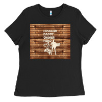 Black husband daddy gamer hero Ladies Tee - TumblerDesignByShophia