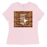Bubblegum Pink husband daddy gamer hero Ladies Tee - TumblerDesignByShophia