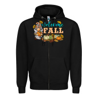Black welcome fall gnome Zipper Hoodie - BarkalooDesign