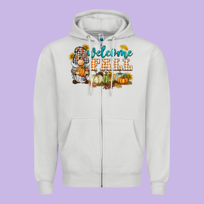 Welcome Fall Gnome Zipper Hoodie Designed By Barkaloodesign