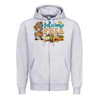 Heather Grey welcome fall gnome Zipper Hoodie - BarkalooDesign