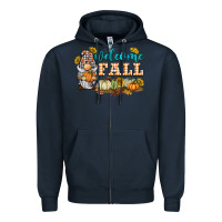 Navy welcome fall gnome Zipper Hoodie - BarkalooDesign