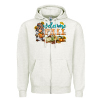 Oatmeal Heather welcome fall gnome Zipper Hoodie - BarkalooDesign