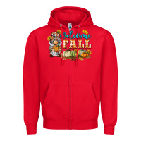 Red welcome fall gnome Zipper Hoodie - BarkalooDesign