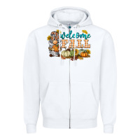 White welcome fall gnome Zipper Hoodie - BarkalooDesign