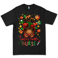Black santa's favorite nurse afro messy bun Premium Tee - texasbilliewilder