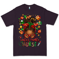 Plum santa's favorite nurse afro messy bun Premium Tee - texasbilliewilder