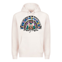 Pale Pink happy easter rainbow Premium Hoodie - CowhideDigitalArt
