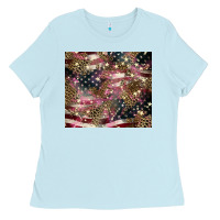 Baby Blue American flag leopard pinktumbler Ladies Tee - HowdyJamesFarm