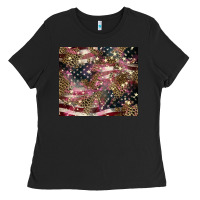 Black American flag leopard pinktumbler Ladies Tee - HowdyJamesFarm